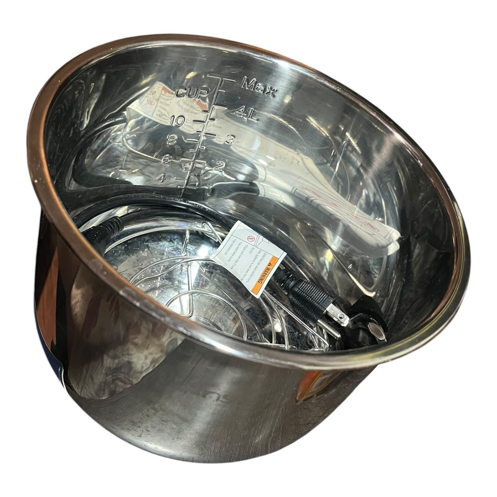Instant Pot 6 Quart Stainless Steel Inner Pot Replacement Bowl Rack Power & Cord